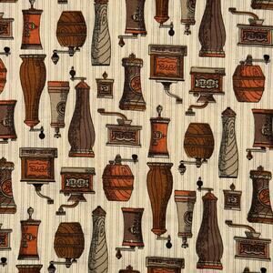 Vintage Brown Pepper Mills Grinders Print by Concord Fabric - 1/2 Yard - Kitchen